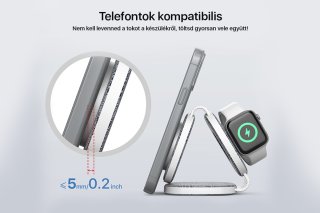 Boost Összehajtható 3 az 1-ben Vezeték nélküli töltőállomás - sötét szürke